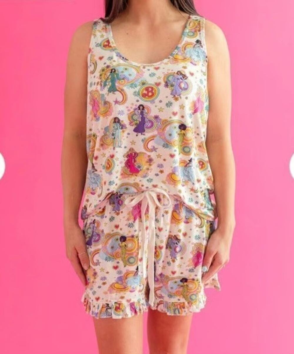 Posh Peanut Groovy Barbie Ruffle Pajama Set Womens Size 3XL EUC Bamboo